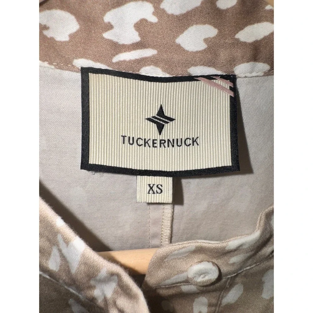Tuckernuck Mini Dress Womens Tan Fawn Spotted Button Front Pocket XS